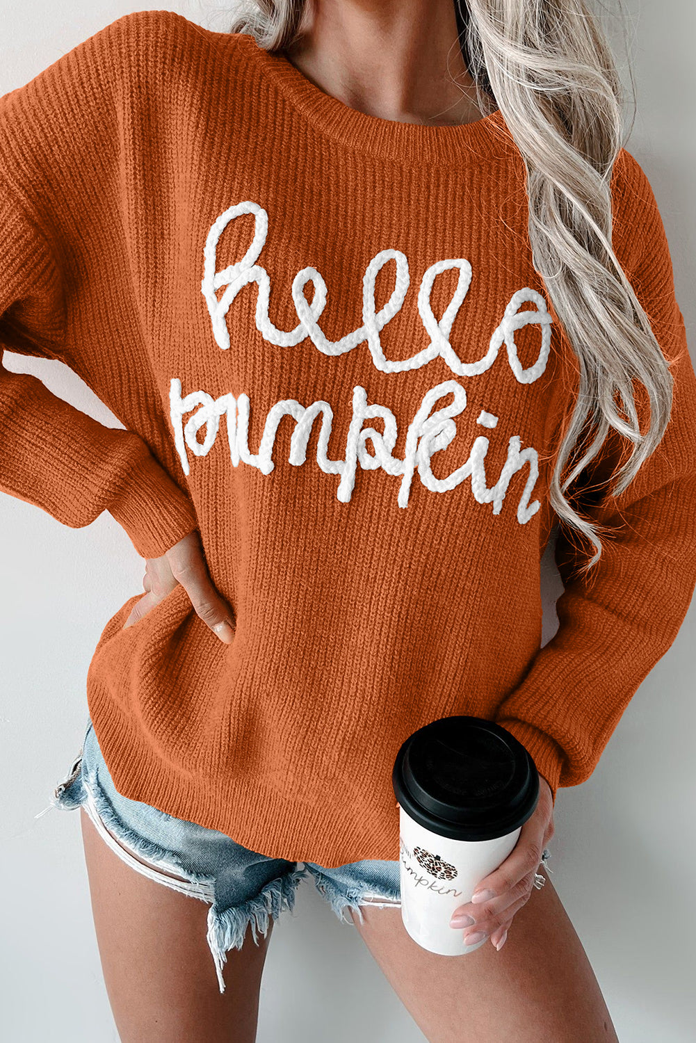 Flamingo Hello Pumpkin Graphic Sweater