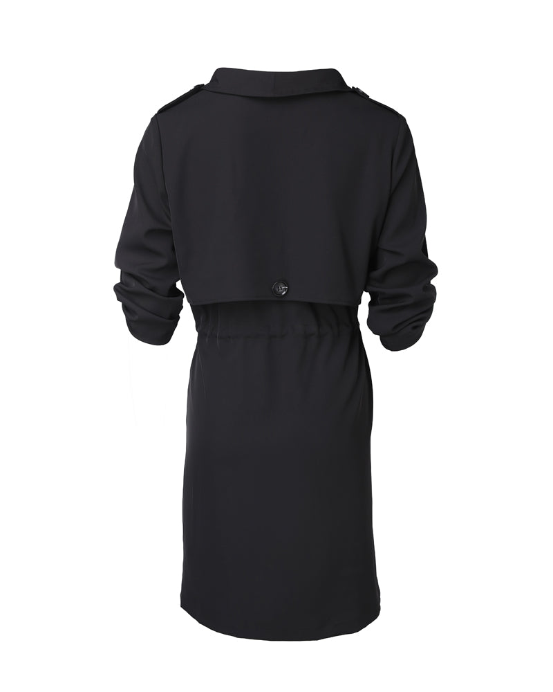 Roll Tab Sleeve Drawstring Trench Coat