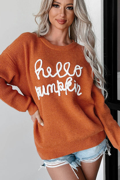 Flamingo Hello Pumpkin Graphic Sweater