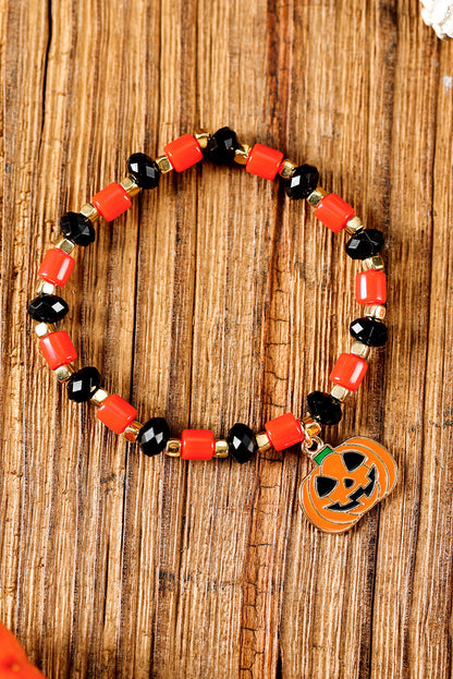 Russet Orange Jack-o-lantern Halloween Beaded Bracelet