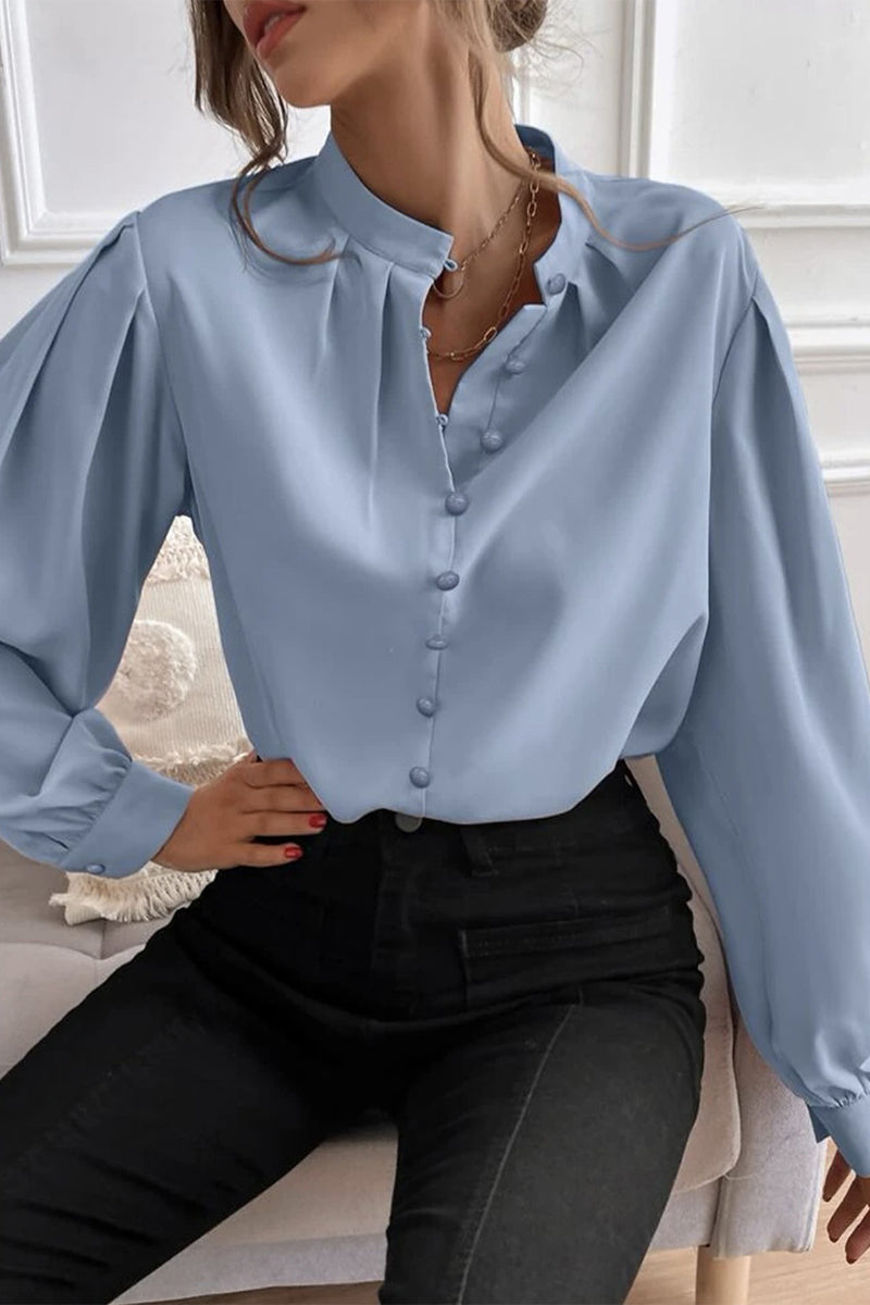 Elegant Solid Fold Half A Turtleneck Tops