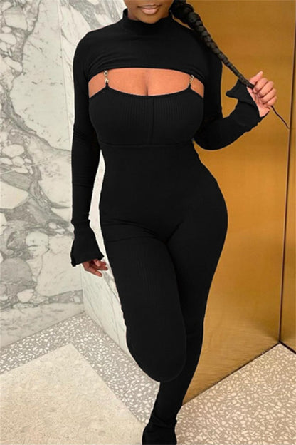 Sexy Casual Solid Basic Turtleneck Long Sleeve Two Pieces