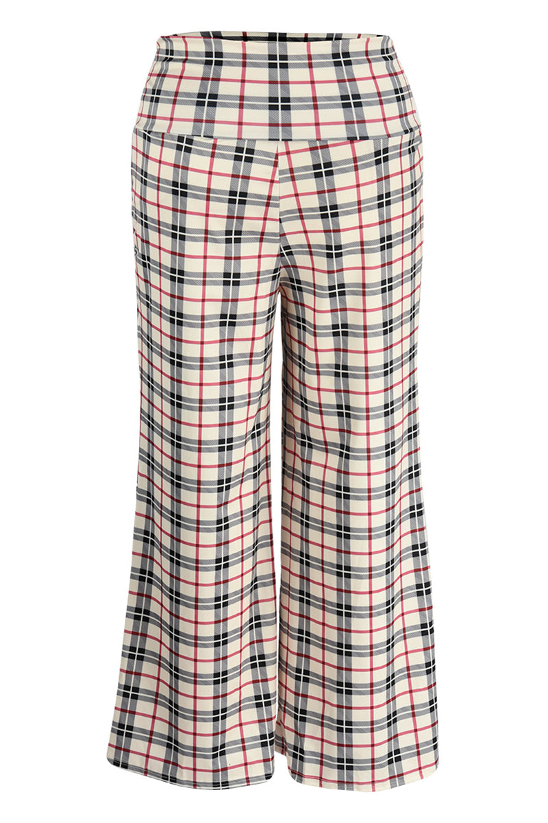 Casual Print Patchwork Plus Size High Waist Trousers