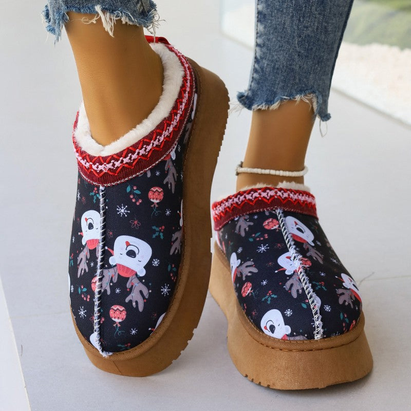 Casual Patchwork Printing Round Keep Warm Comfortable Shoes