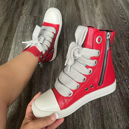 Casual Patchwork Frenulum Zipper Round Comfortable Shoes