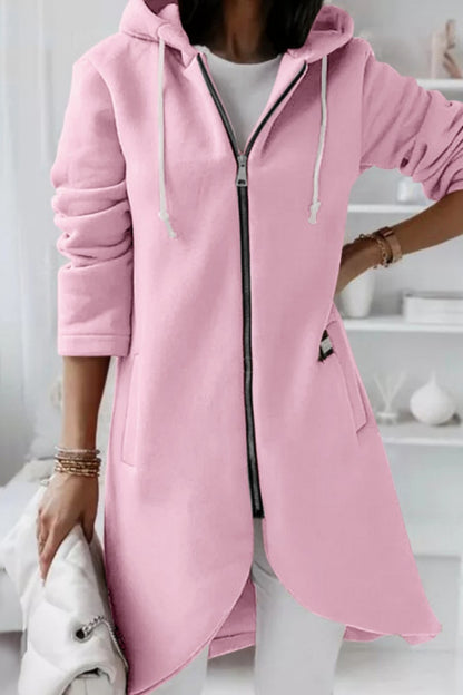 Casual Solid Patchwork Zipper Hooded Collar Outerwear