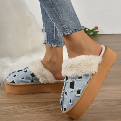 Casual Living Patchwork Round Keep Warm Comfortable Shoes