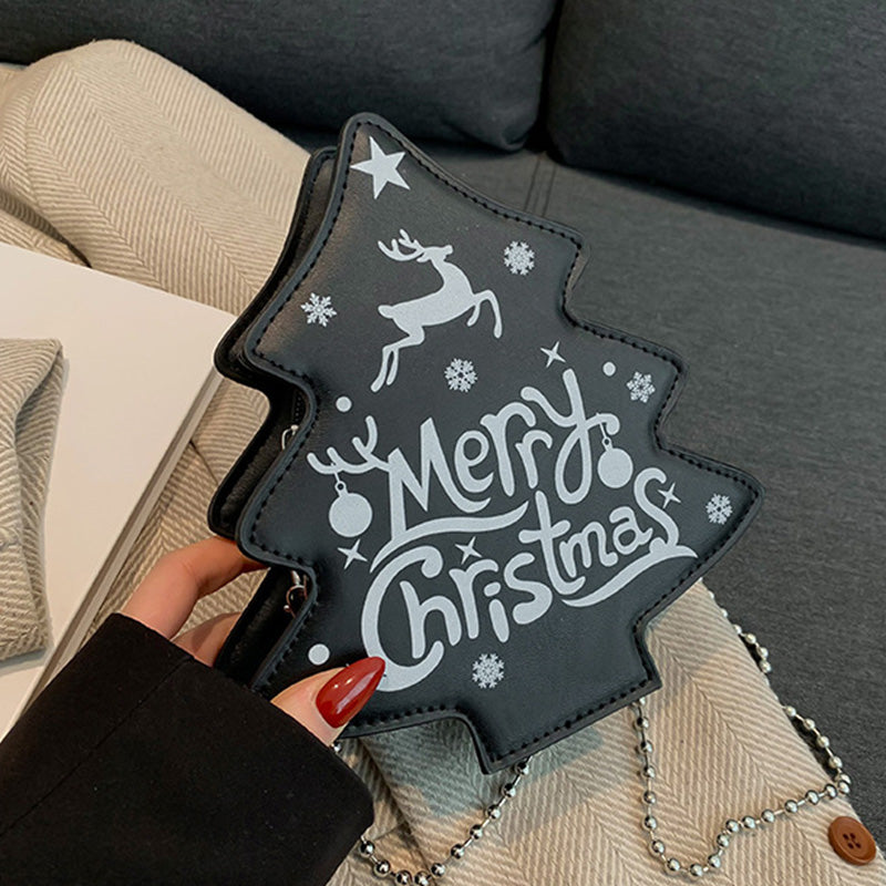 Casual Letter Print Christmas Tree Patchwork Bags