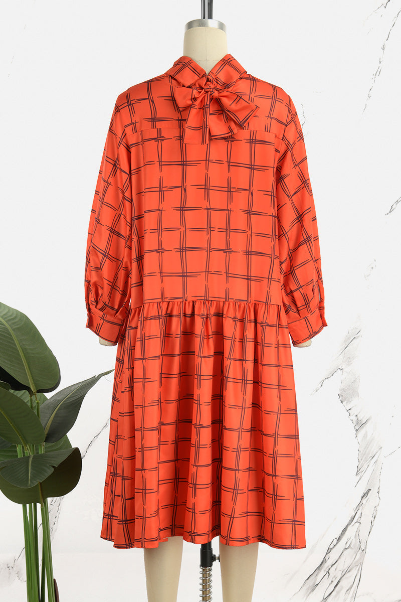 Casual Plaid Patchwork Turtleneck Long Sleeve Dresses