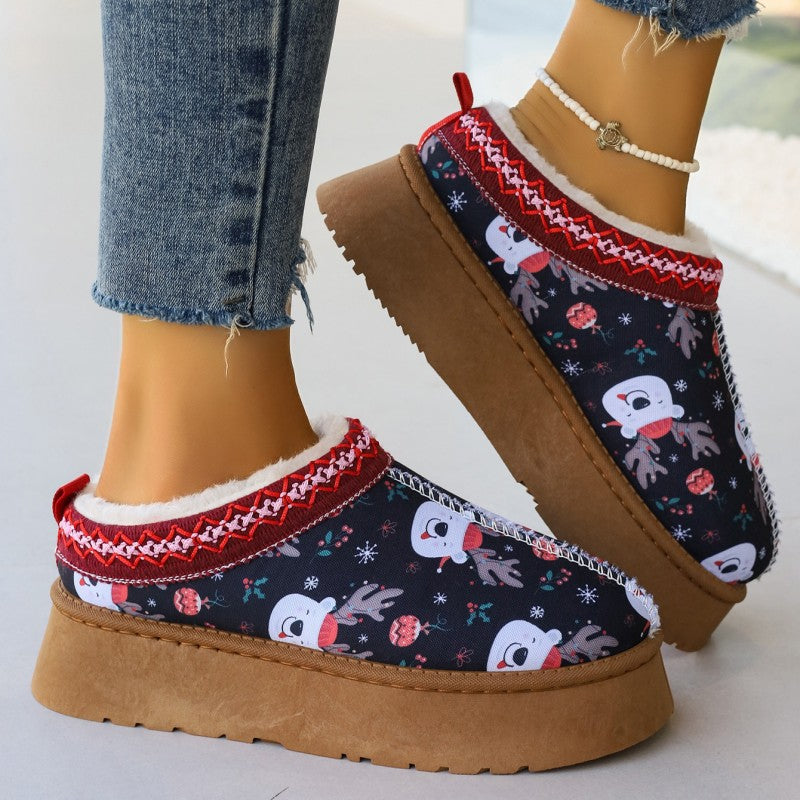 Casual Patchwork Printing Round Keep Warm Comfortable Shoes