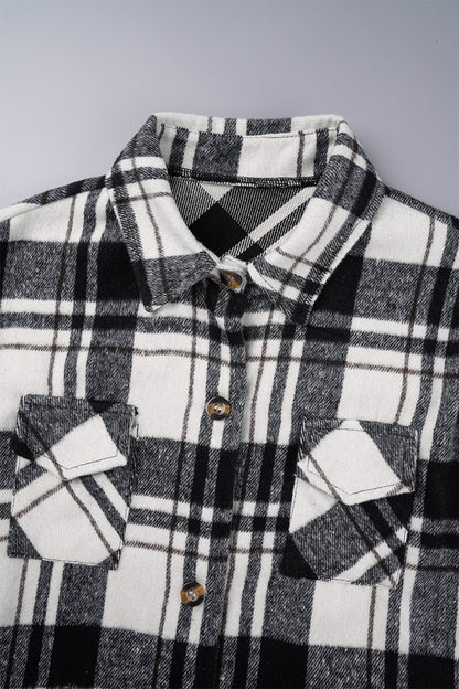 Casual Plaid Patchwork Turndown Collar Outerwear