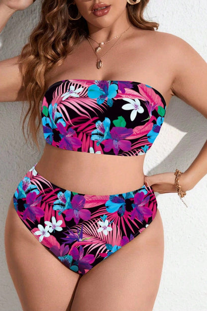 Sexy Print Draw String Frenulum Plus Size Swimwear