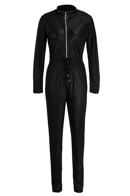 Plus Size Fashion street Solid Long Sleeve O Neck Jumpsuits