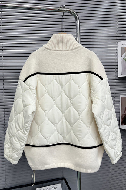 Casual Solid Patchwork Zipper Collar Outerwear