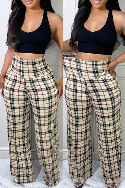 Casual Print Patchwork Plus Size High Waist Trousers