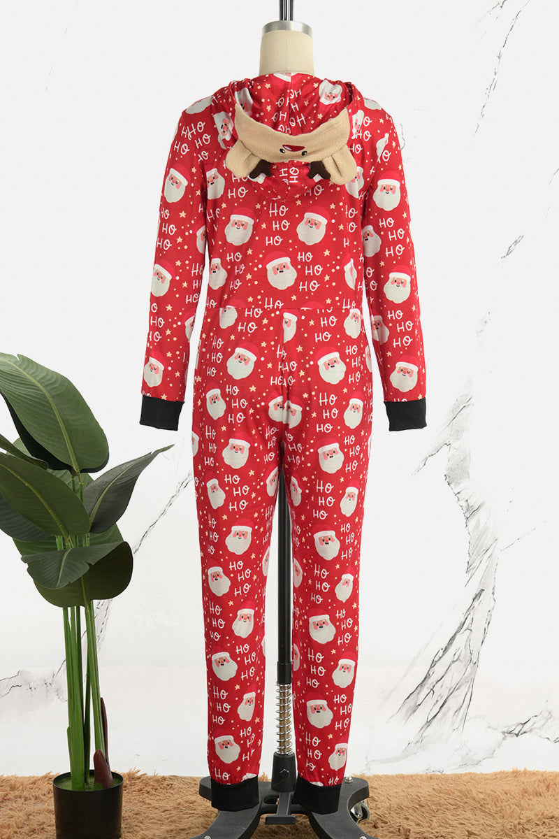 Living Print Patchwork Zipper Christmas Day Sleepwear