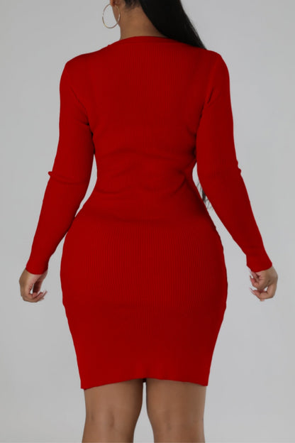 Casual Solid Basic O Neck Long Sleeve Dresses