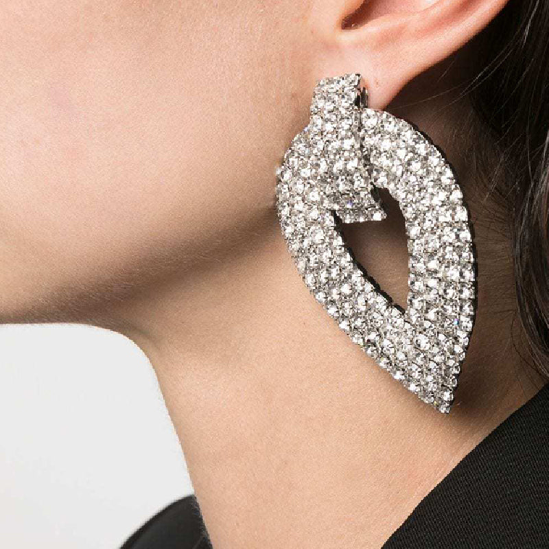 Casual Party Rhinestone Patchwork Earrings