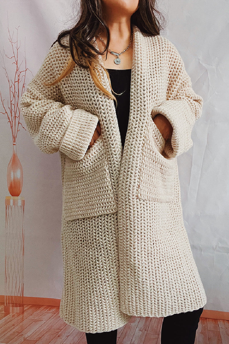 Casual Solid Cardigan Outerwear