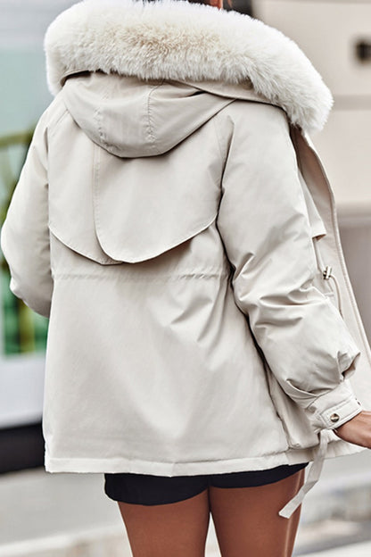 Casual Solid Patchwork Cardigan Hooded Collar Outerwear