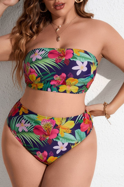 Sexy Print Draw String Frenulum Plus Size Swimwear