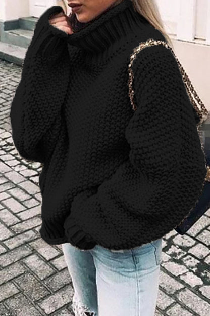 Fashion Casual Solid Patchwork Turtleneck Tops