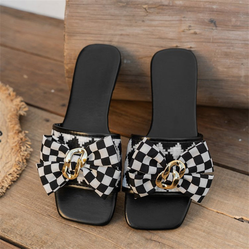 Casual Patchwork With Bow Square Comfortable Out Door Shoes