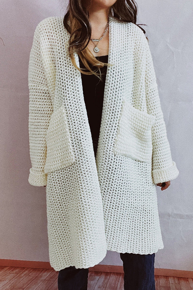 Casual Solid Cardigan Outerwear