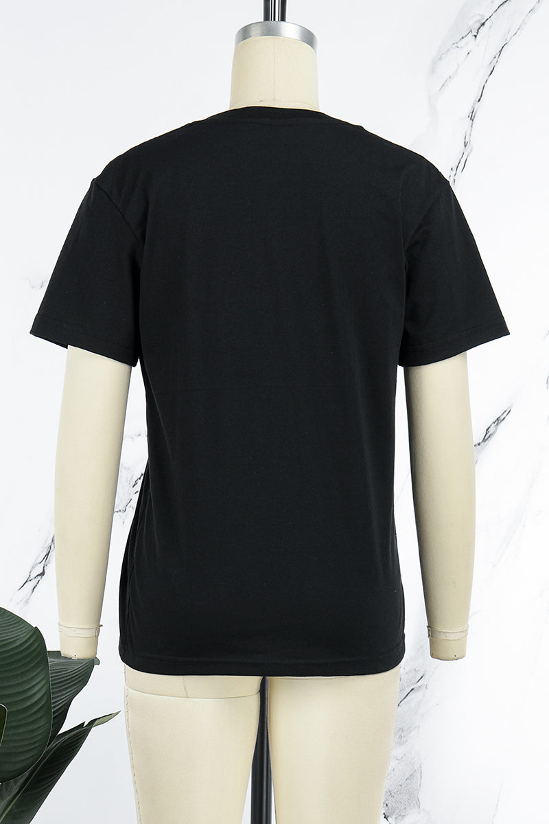 Street Daily Print Letter O Neck T-Shirts