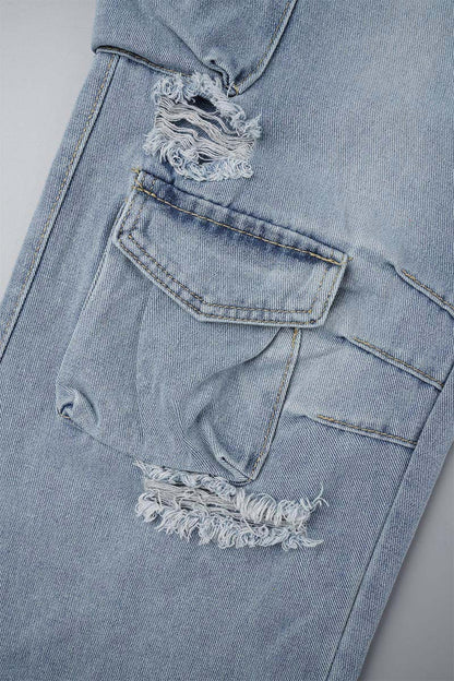 Casual Solid Patchwork Mid Waist Denim Jeans