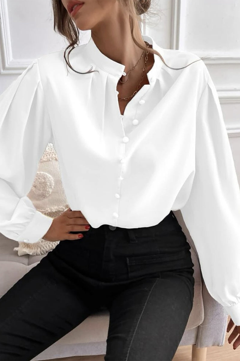 Elegant Solid Fold Half A Turtleneck Tops