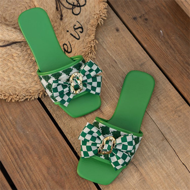 Casual Patchwork With Bow Square Comfortable Out Door Shoes