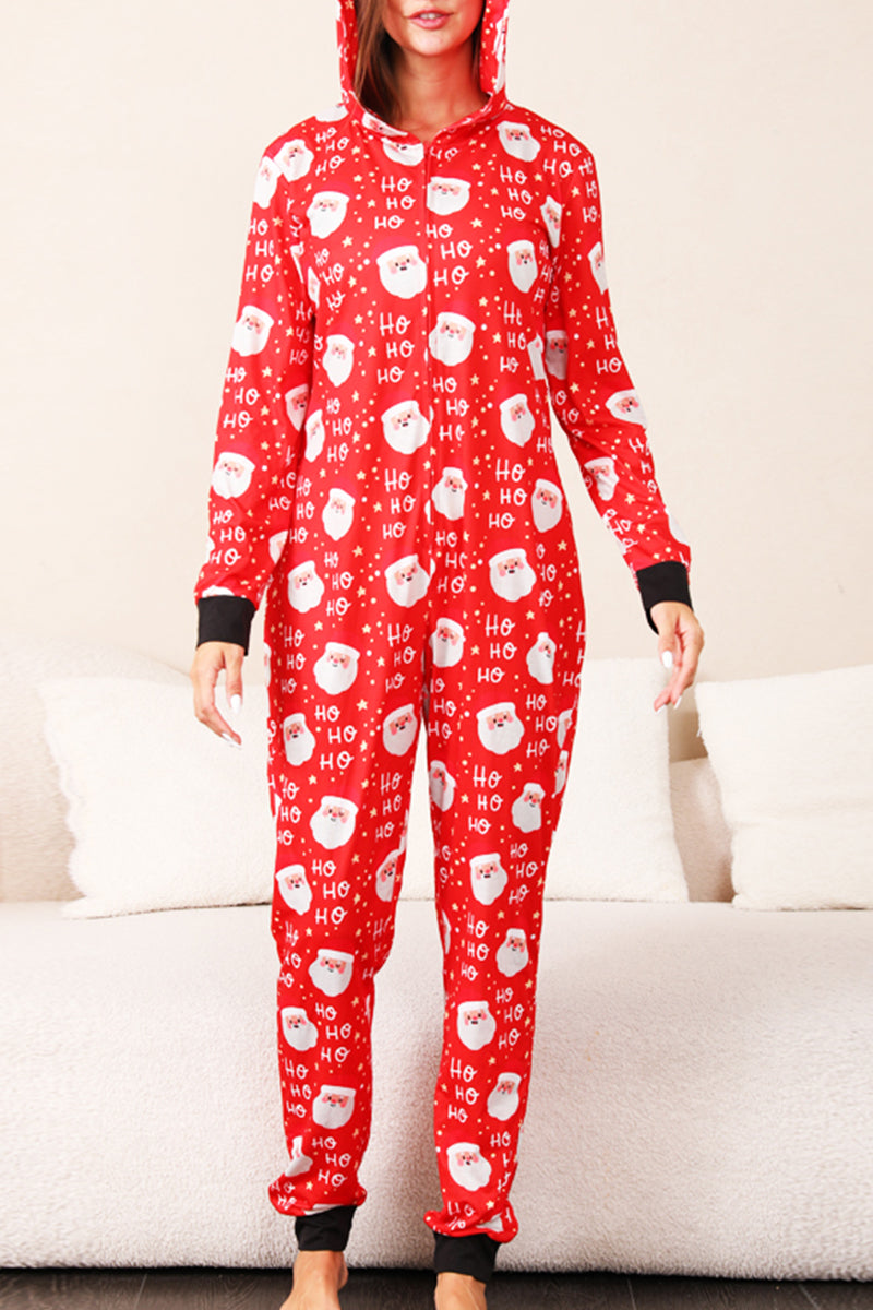 Living Print Patchwork Zipper Christmas Day Sleepwear