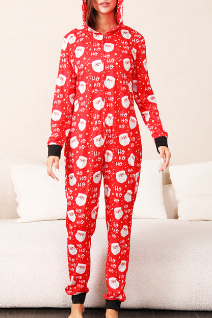 Living Print Patchwork Zipper Christmas Day Sleepwear