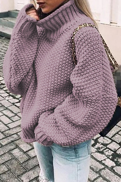 Fashion Casual Solid Patchwork Turtleneck Tops