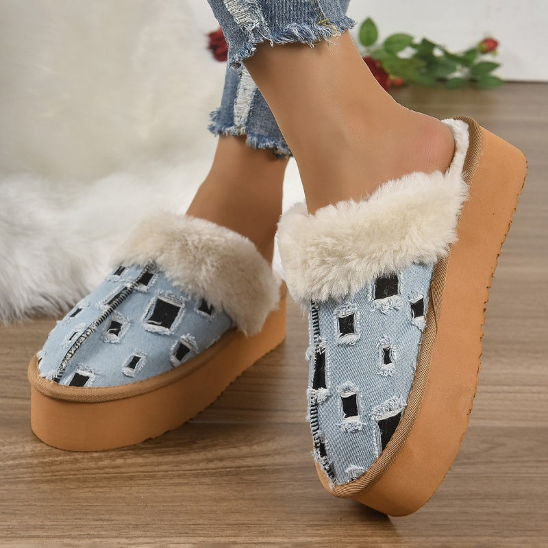 Casual Living Patchwork Round Keep Warm Comfortable Shoes