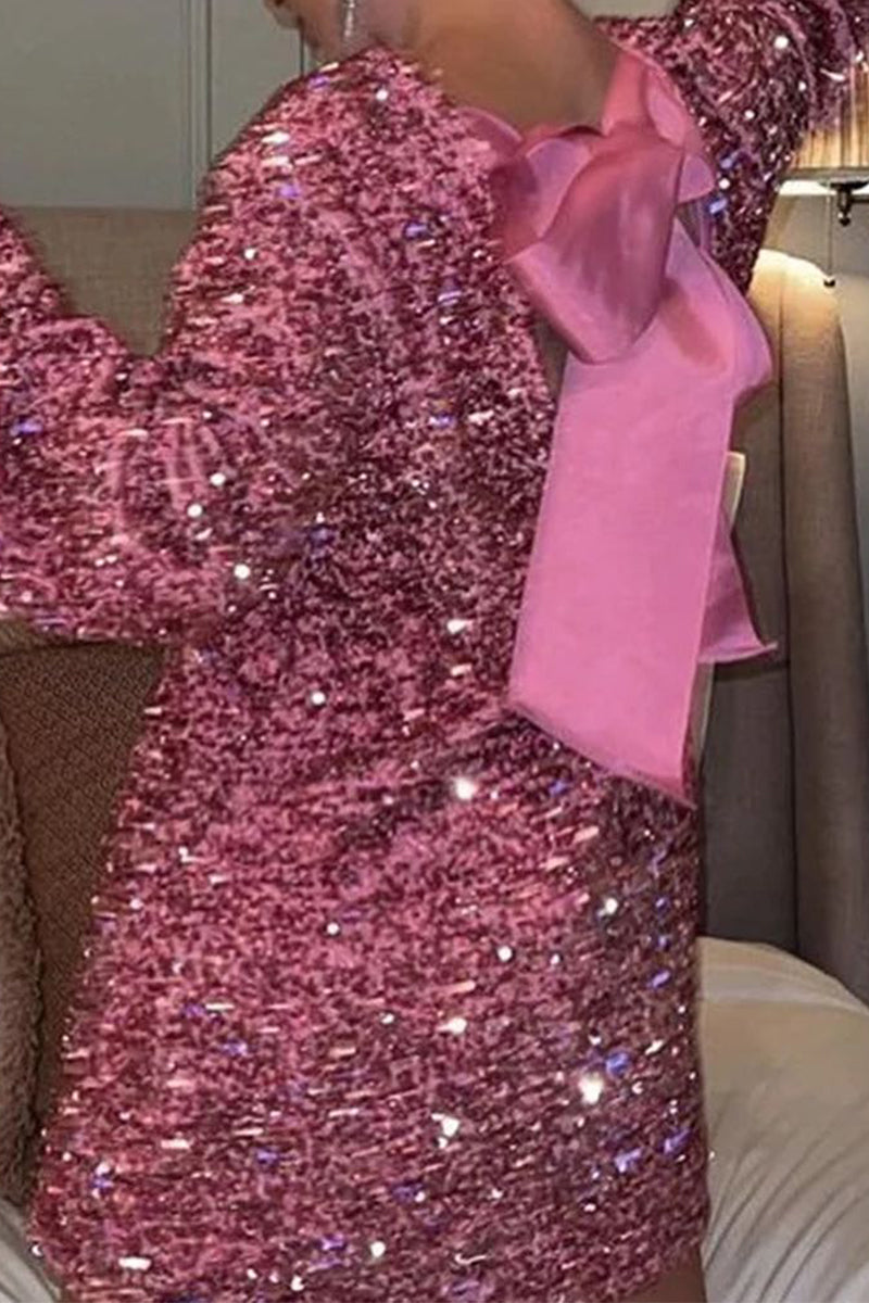 Sexy Party Solid Sequins With Bow O Neck Princess Dresses