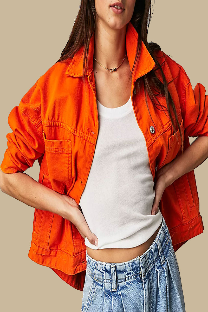 Casual Solid Patchwork Turndown Collar Outerwear