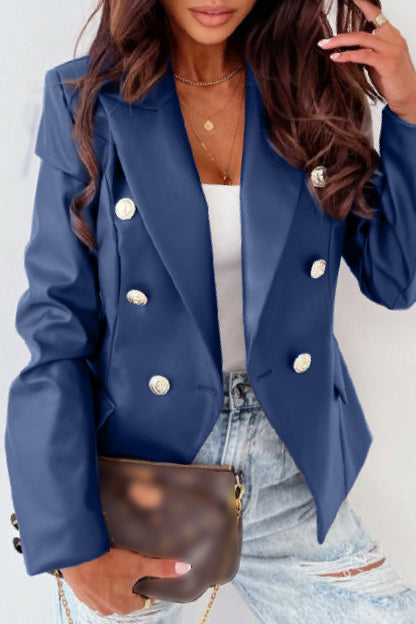 Casual Solid Cardigan Turn-back Collar Outerwear