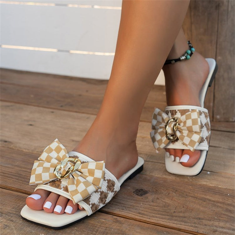 Casual Patchwork With Bow Square Comfortable Out Door Shoes