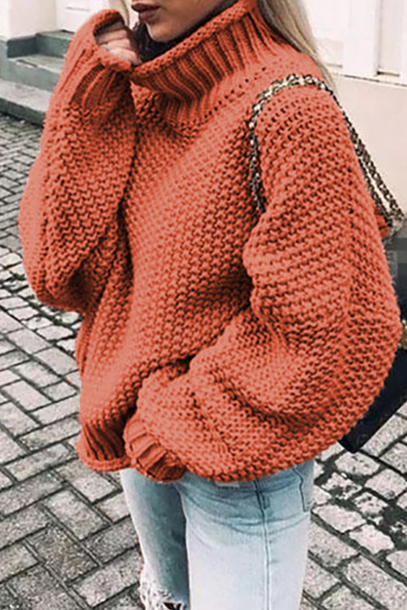 Fashion Casual Solid Patchwork Turtleneck Tops