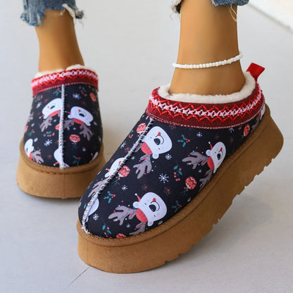 Casual Patchwork Printing Round Keep Warm Comfortable Shoes