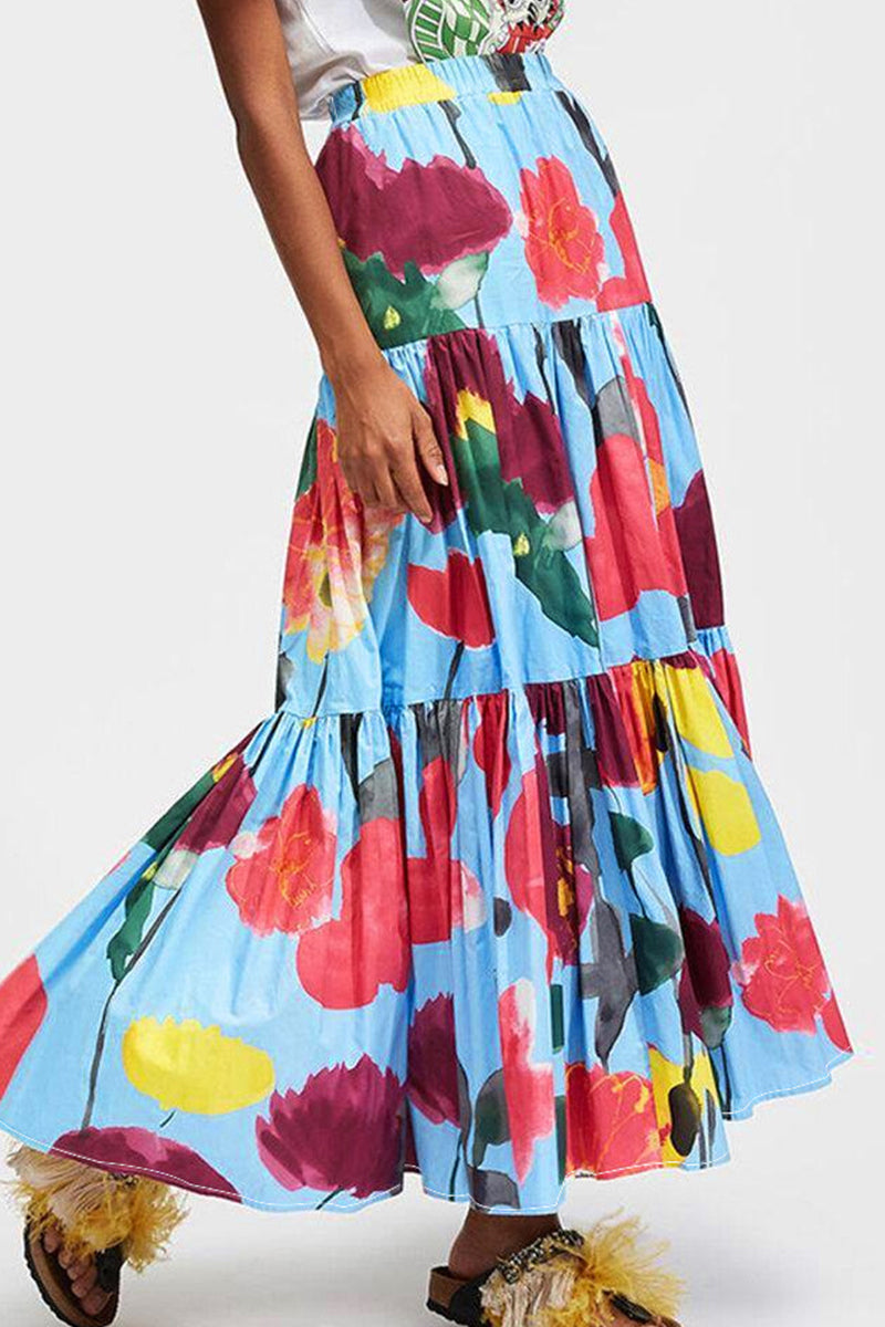 Sweet Floral Patchwork Cake Skirt Plus Size