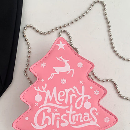 Casual Letter Print Christmas Tree Patchwork Bags