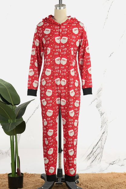 Living Print Patchwork Zipper Christmas Day Sleepwear