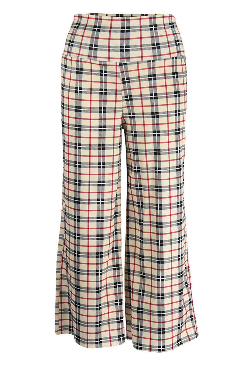 Casual Print Patchwork Plus Size High Waist Trousers