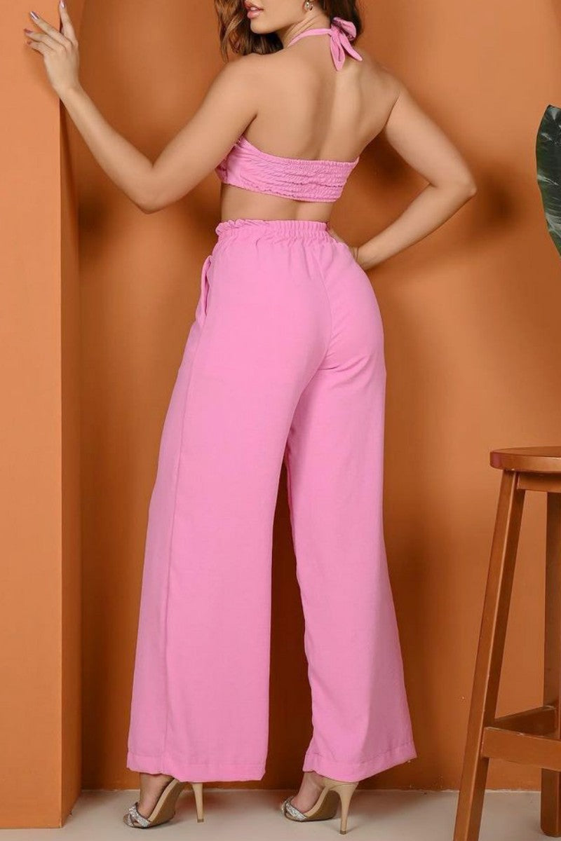 Casual Solid Backless Strapless Sleeveless Two Pieces