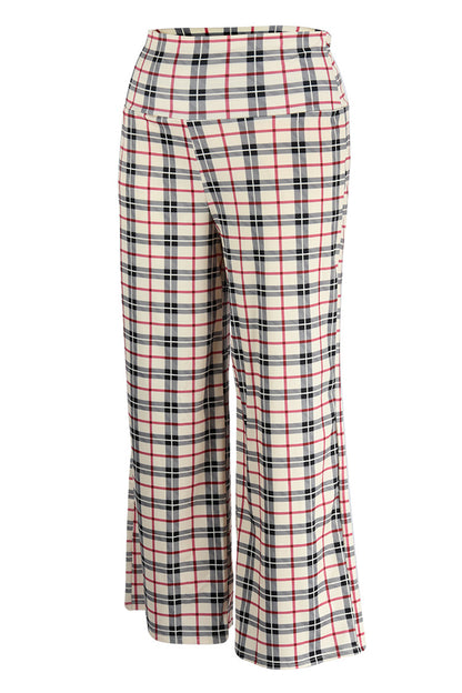 Casual Print Patchwork Plus Size High Waist Trousers