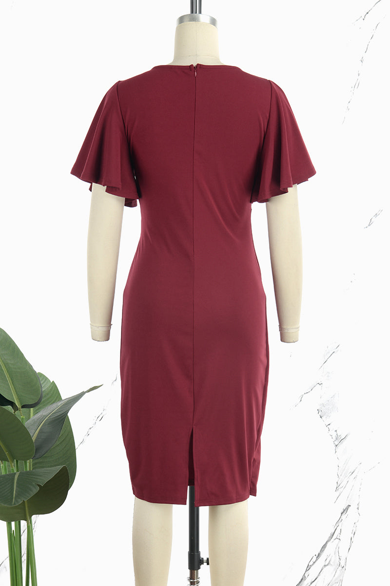 Casual Solid Patchwork O Neck Short Sleeve Dress Dresses