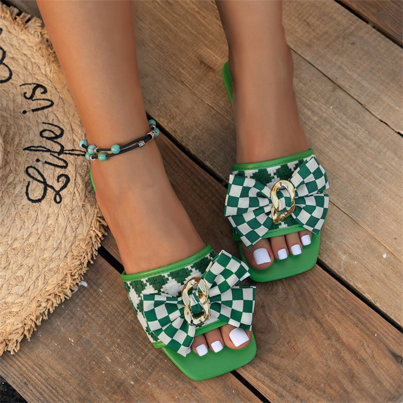 Casual Patchwork With Bow Square Comfortable Out Door Shoes